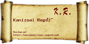 Kanizsai Regő névjegykártya